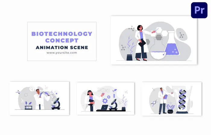 Biotechnology Concept 2D Flat Vector Design Animation Scene